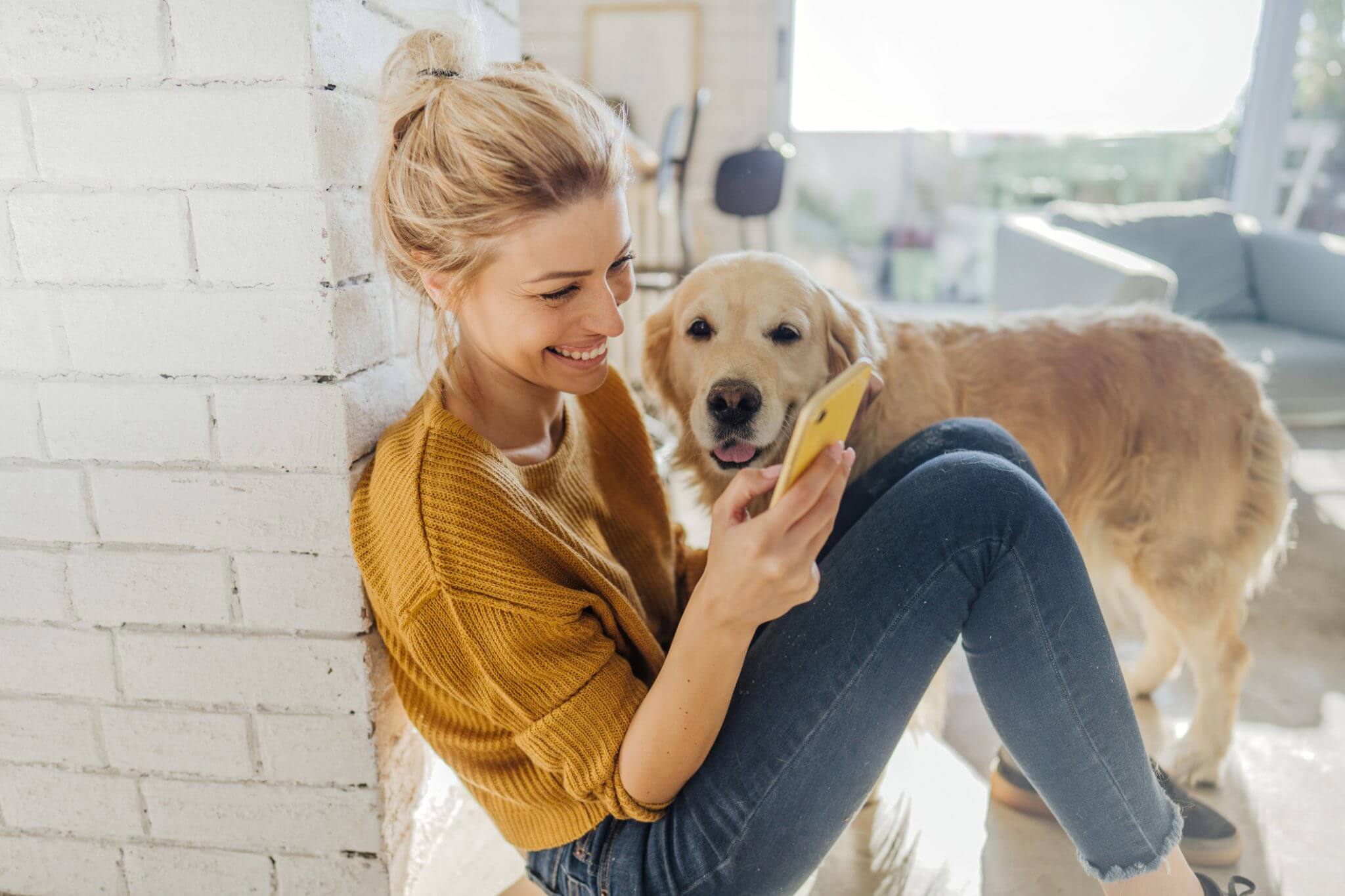 owner-on-phone-with-dog